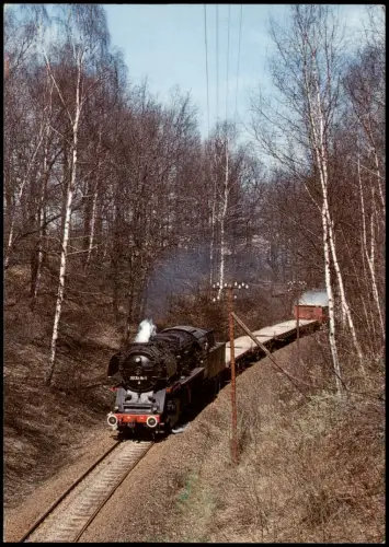 Güterzug-Dampflokomotive 50 3576 zwischen St. Egidien und Lichtenstein, 1996