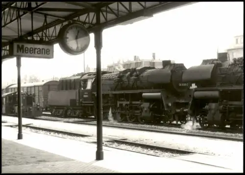 Ansichtskarte Meerane Bahnhof Dampflokomotive 1976