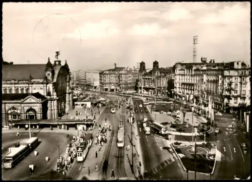 Ansichtskarte Frankfurt am Main Hauptbahnhof Platz Fernblick Fotokarte 1958