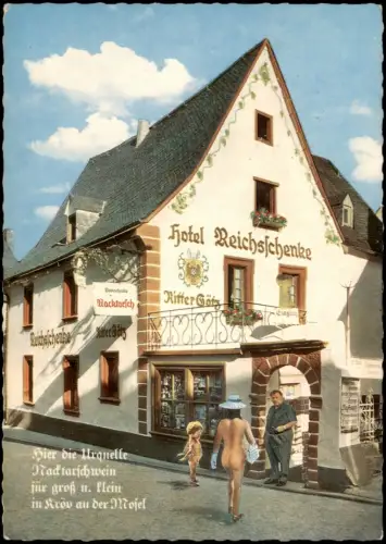 Ansichtskarte Kröv (Mosel) Reichsschenke Zum Ritter Götz nackte Frau 1967
