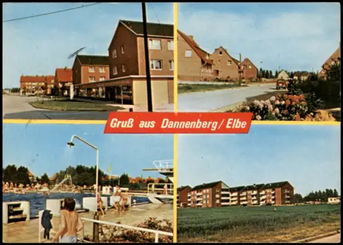 Dannenberg (Elbe) 4 Bild Straße Geschäfte Neubauten Schwimmbad 1972