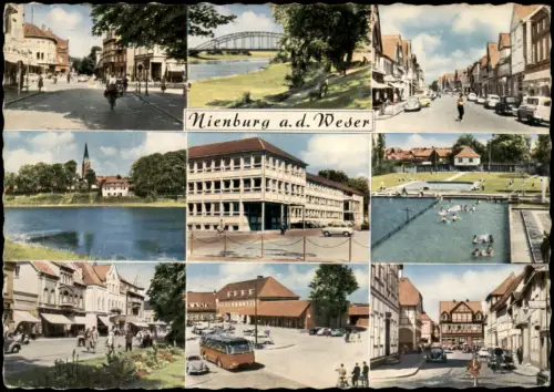 Ansichtskarte Nienburg Weser Straßen, Brücke, Schwimmbad - Mehrbild 1971