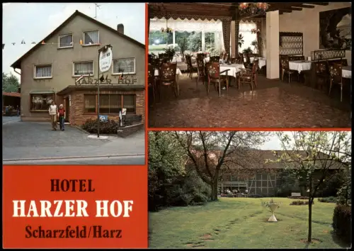 Ansichtskarte Scharzfeld-Herzberg (Harz) 3 Bild Hotel Harzer Hof 1970
