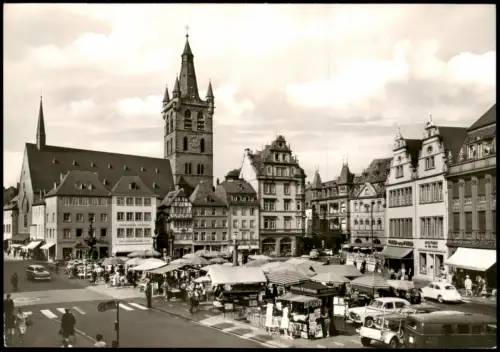 Ansichtskarte Trier Hauptmarkt Autos Markttreiben 1969