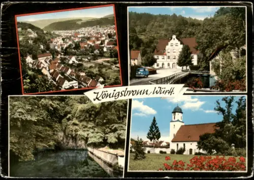 Ansichtskarte Königsbronn 4 Bild Straßenparte VW Bulli Pritzschenwagen 1973