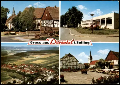 Ansichtskarte Derental 4 Bild Stadttansichten Luftbild Platz 1975