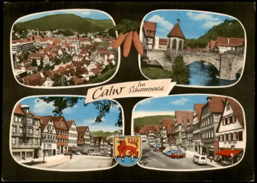 Ansichtskarte Calw 4 Bild Stadt Brücke und Straßen 1970