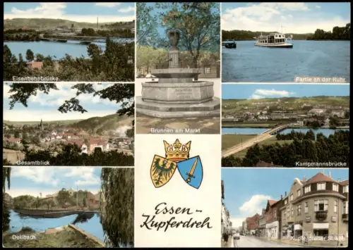 Kupferdreh-Essen (Ruhr) Mehrbild Straße Schiff Eisenbahnbrücke 1972