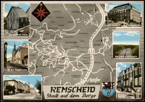 Ansichtskarte Remscheid Landkarten AK Straßen Autobahn 1971