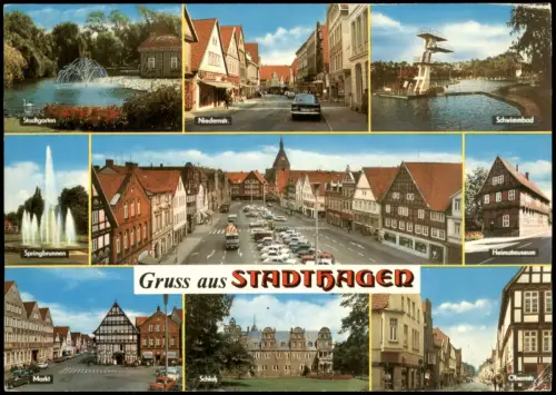 Ansichtskarte Stadthagen Schwimmbad Straße Markt Mehrbild 1980