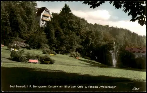Bad Berneck im Fichtelgebirge Cafe u. Pension Wallenrode Colorfotokarte 1962