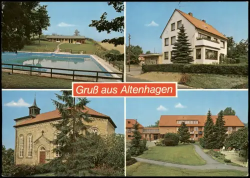 Ansichtskarte Altenhagen I-Springe Kirche Häuser Schwimmbad 1981
