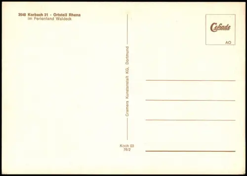 Ansichtskarte Korbach Ortsteil Rhena 1976