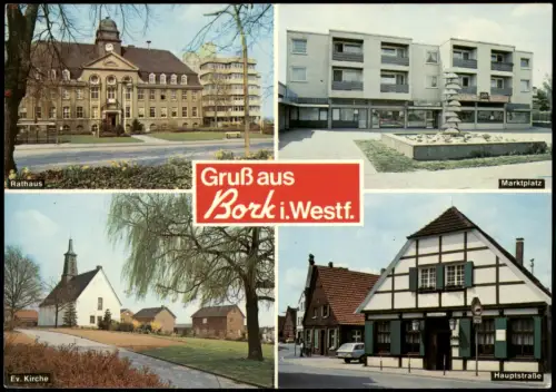 Ansichtskarte Bork-Selm Marktplatz Kirche Hauptstraße 1981