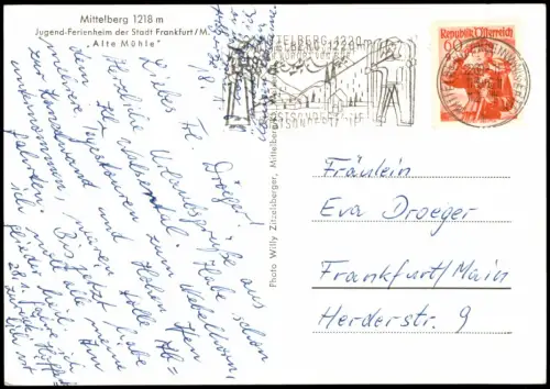 Mittelberg Vorarlberg Jugend-Ferienheim  Stadt Frankfur Alte Mühle Winter 1978