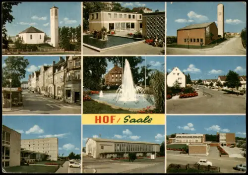 Ansichtskarte Hof (Saale) Kirche Straße Neubaugebiet 1968