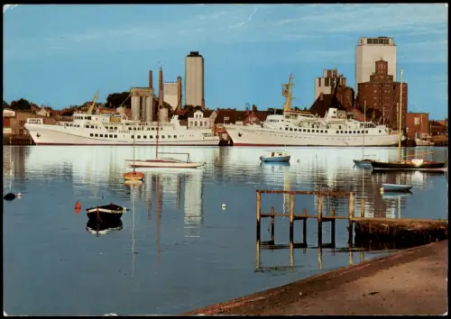 Ansichtskarte Eckernförde Hafen Silo Seebäderschiffe 1973