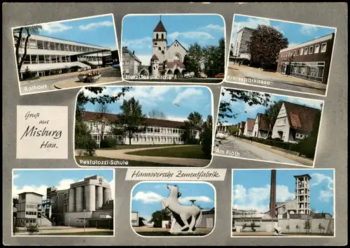 Ansichtskarte Misburg-Hannover Am Flöth Rathaus Kirche MB 1972