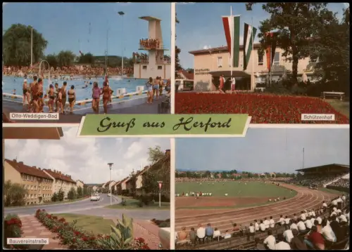 Ansichtskarte Herford Schwimmbad Schützenhof Stadion Bauvereinsstraße 1972