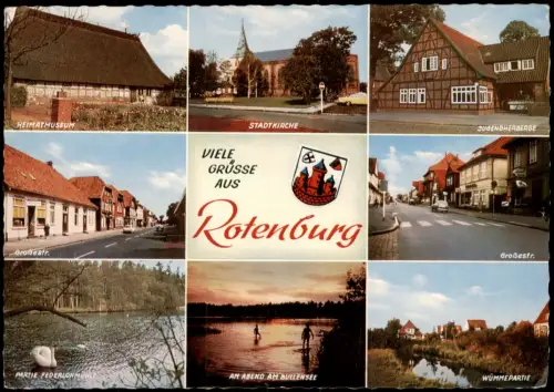 Ansichtskarte Rotenburg (Wümme) Mehrbild Straßen Umland Kirche 1972