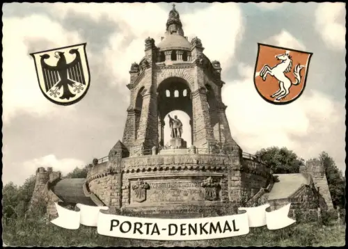 Ansichtskarte Porta Westfalica Kaiser-Wilhelm-Denkmal Heraldik 1962