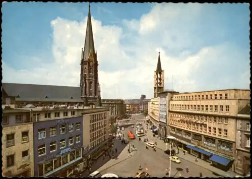 Ansichtskarte Gelsenkirchen Sparkasse und Neumarkt 1968