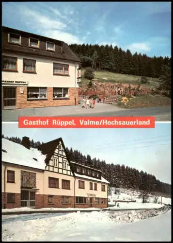 Valme-Bestwig 2 Bild Gasthof u. Oension Rüppel Sommer Winter 1979