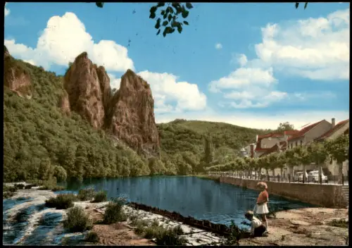 Ansichtskarte Bad Münster am Stein-Ebernburg Rheingrafenstein Fluß 1972