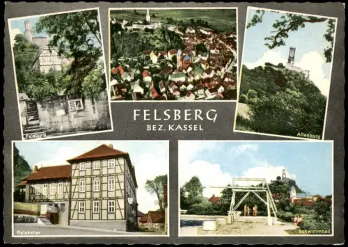 Ansichtskarte Felsberg (Hessen) Mehrbild Luftbild Altenburg u.a. 1971