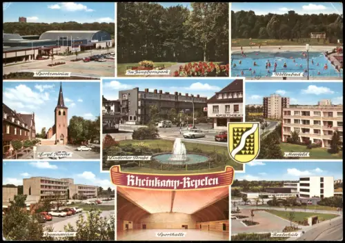 Ansichtskarte Repelen-Moers Rheinkamp Kirche Meerfeld Schule 1977