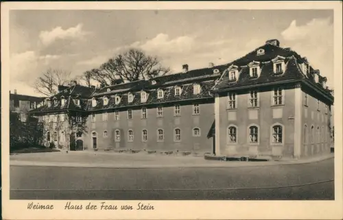 Ansichtskarte Weimar Straßen Partie am Haus der Frau von Stein 1943