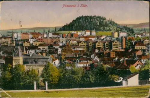 Ansichtskarte Pößneck Panorama-Ansicht 1917   im 1. Weltkrieg Feldpost gelaufen