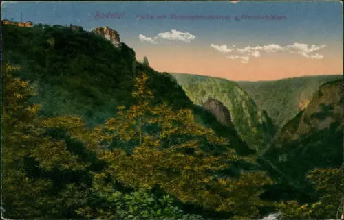 Treseburg Bodetal Harz Partie mit mit Walpurgisrestaurant & Bismarckfelsen 1910