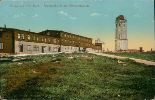 Ilsenburg (Harz) Gruss aus dem Harz Brockenhotel mit Observatorium 1910