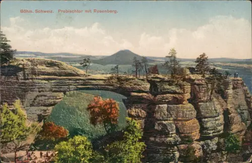 Tetschen-Bodenbach Decín Böhm. Schweiz Prebischtor mit Rosenberg 1920