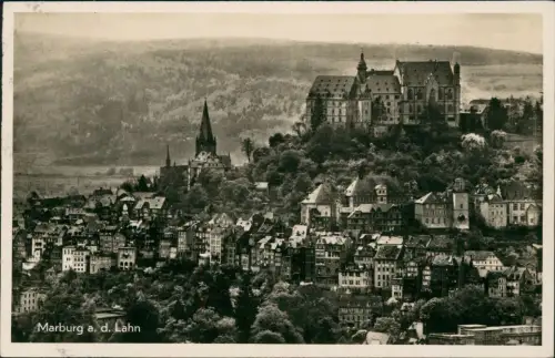 Ansichtskarte Marburg an der Lahn Fernblick auf die Stadt 1937