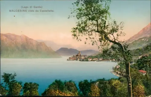 Malcesine Panorama-Ansicht (Vista da Catelletto), Lago die Garda, Gardasee 1910