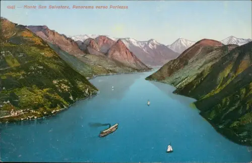 Ansichtskarte Lugano Monte San Salvatore, Panorama verso Porlezza 1910