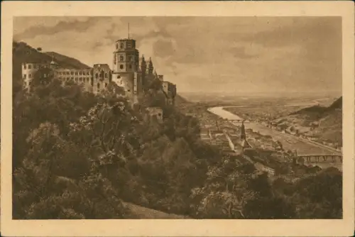 Ansichtskarte Heidelberg Stadtteilansich von der Terrasse aus gesehen 1923