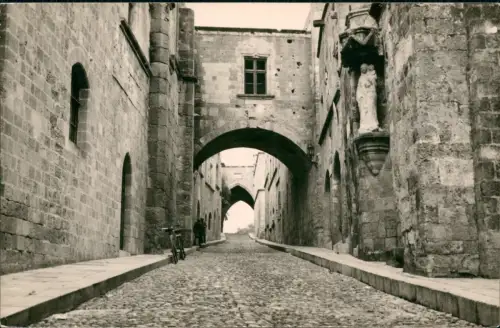 Postcard Rhodos Rittergasse, The Street of the Knights 1950