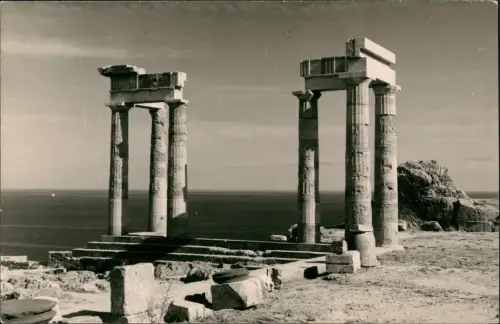 Postcard Rhodos THE ACROPOLIS OF LINDOS 1950