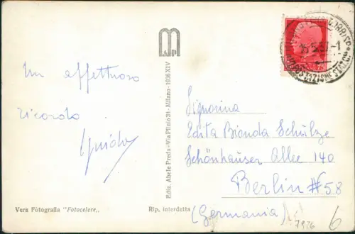 Cartolina Como PIAZZA CAVOUR Panorama mit See Schiffen 1937