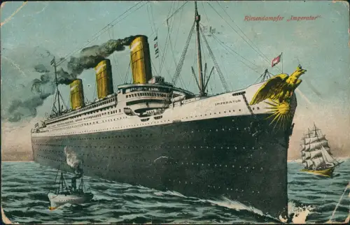 Ansichtskarte  Schiffe Dampfer Steamer   Imperator 1914   gel Stempel HAMBURG