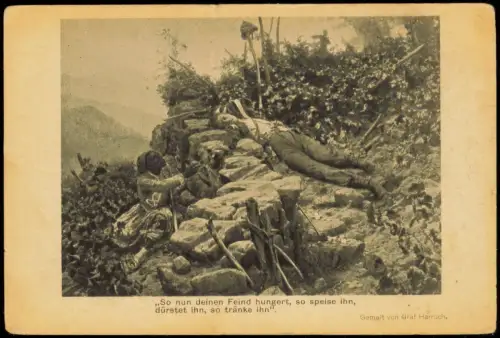 Ansichtskarte  So deinen Feind hungert, so speise ihn Militaria WK1 1916