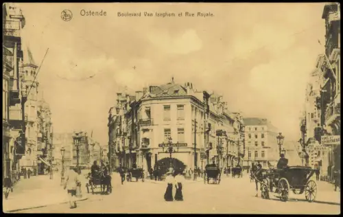 Ostende Oostende Boulevard Van Iseghem et Rue Royale. 1916  Feldpoststempel