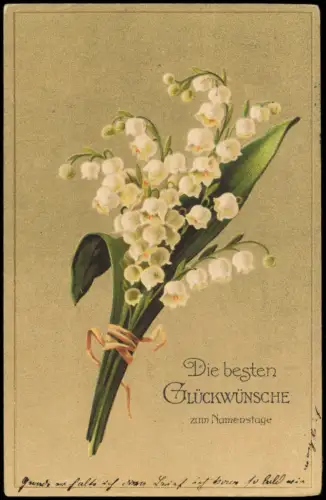 Ansichtskarte  Geburtstag Birthday Maiglöckchen 1914 Prägekarte