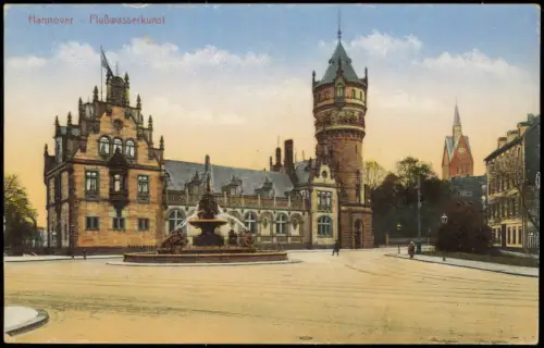 Ansichtskarte Herrenhausen-Hannover Flusswasserkunst gel. Feldpost 1917