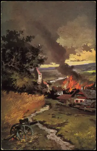 Ansichtskarte  Militaria WK1 Durch Feindehand Künstlerkarte 1916  gel. Feldpost