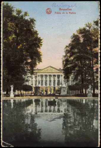 Postkaart Brüssel Bruxelles Palais de la Nation 1918  gel. Feldpost