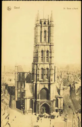 Postkaart Gent Ghent (Gand) St. Bavo s'Kerk. Kirche 1916  gel. Feldpoststempel